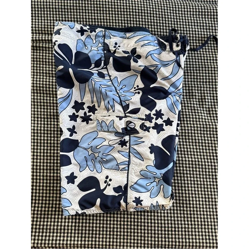 Kirra Vintage Men's Blue Floral Swim Board Shorts size 33 - Picture 10 of 11